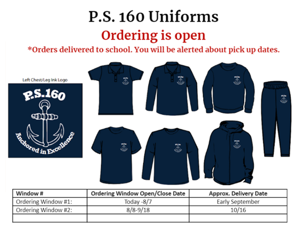 Click to order uniforms for delivery in September